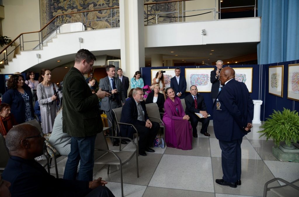 Archbishop Desmond Tutu Visits Exhibition of Paintings for World Harmony, 14 October 2012